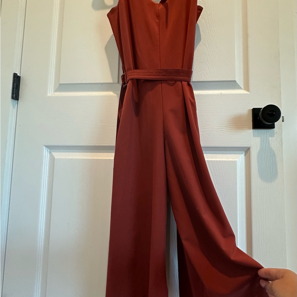 Elegant Rust Sleeveless Dress - Picture 3 of 3